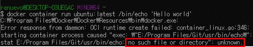 [Docker] Docker 시작하기 - Hello World와 Git Bash | renuevo blog