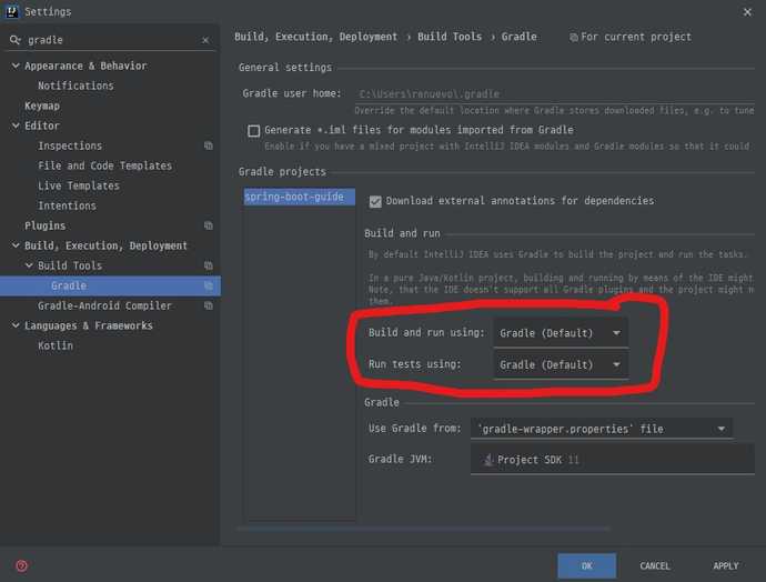 intellij build setting